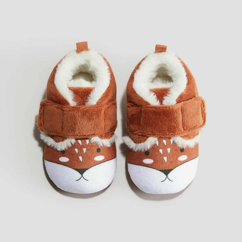 H&M Brown and White Cozy Fox Slippers